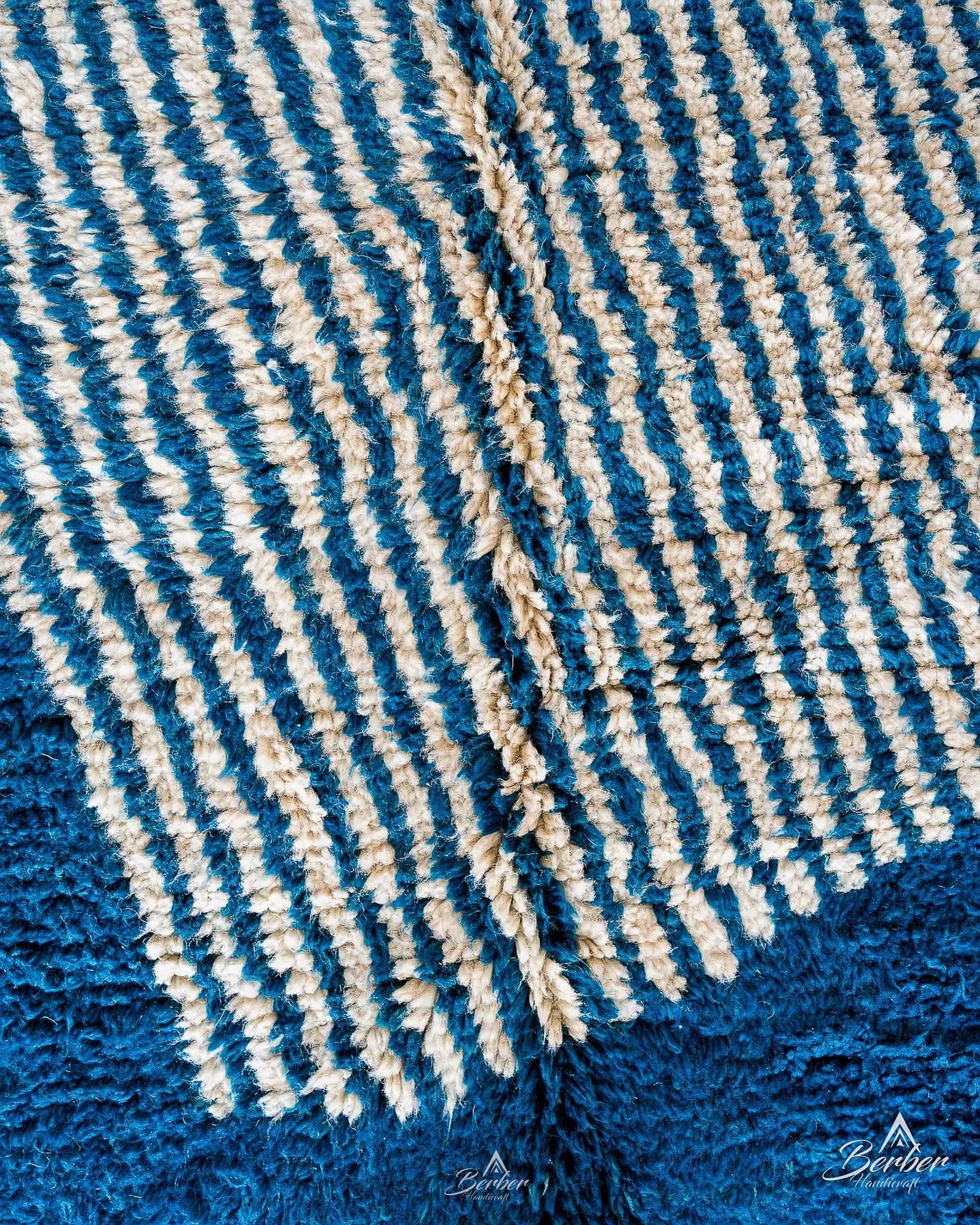 Black Blue Moroccan Rug 3 X 5 Ft | 90 X 150 Cm / With Tassels / Short (0.4” / 1 cm)