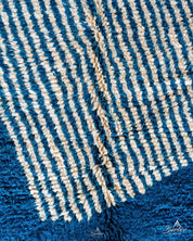 Black Blue Moroccan Rug 3 X 5 Ft | 90 X 150 Cm / With Tassels / Short (0.4” / 1 cm)