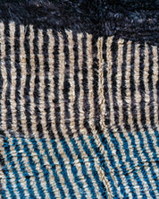 Black Blue Moroccan Rug 3 X 5 Ft | 90 X 150 Cm / With Tassels / Short (0.4” / 1 cm)