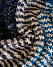 Black Blue Moroccan Rug 3 X 5 Ft | 90 X 150 Cm / With Tassels / Short (0.4” / 1 cm)