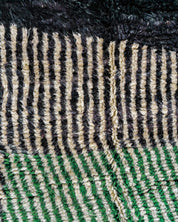 Black Green Moroccan Rug 3 X 5 Ft | 90 X 150 Cm / With Tassels / Short (0.4” / 1 cm)