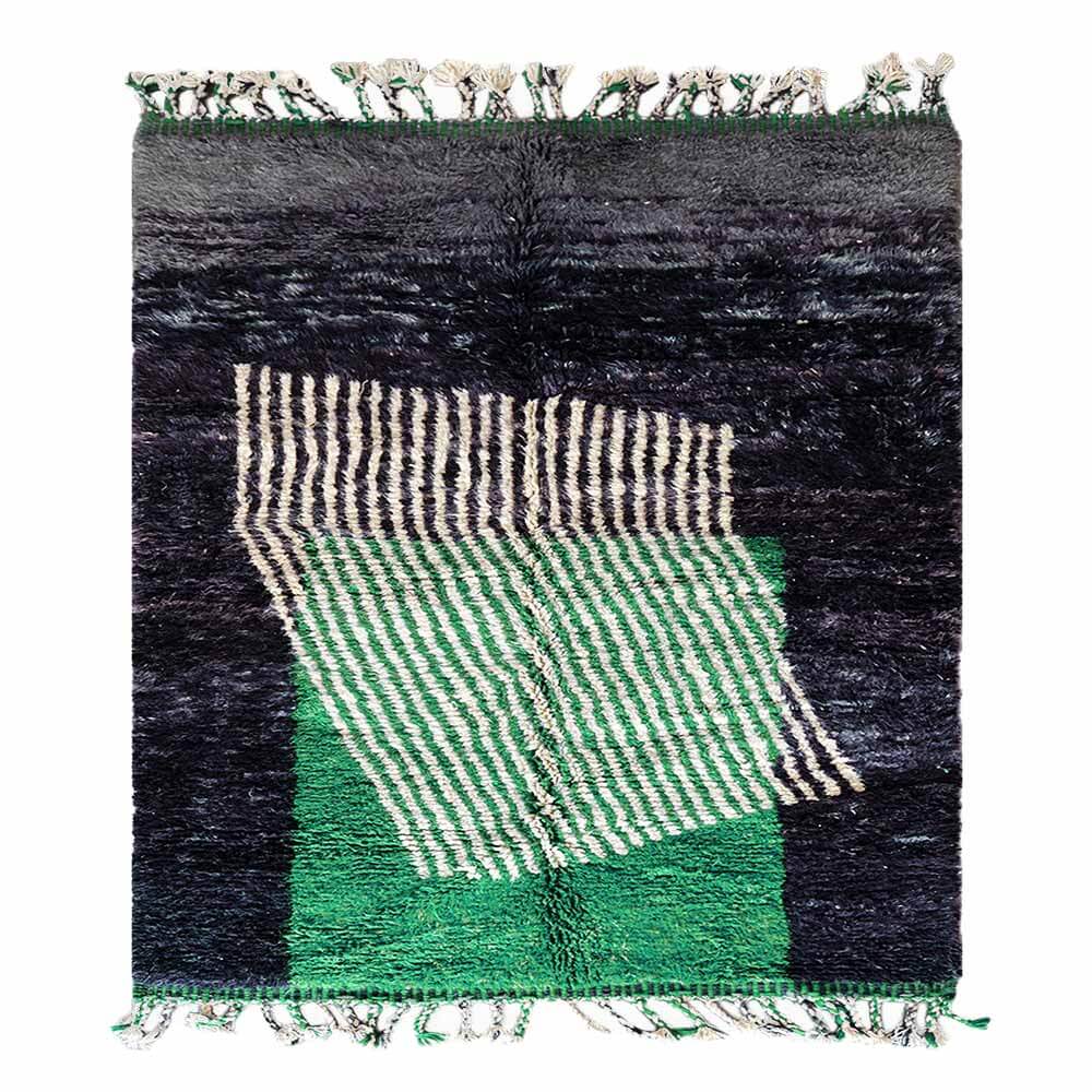 Black Green Moroccan Rug - Berber Handicraft