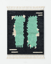 Black Living Room Rug 3 X 5 Ft | 90 X 150 Cm / With Tassels / Short (0.4” / 1 cm)