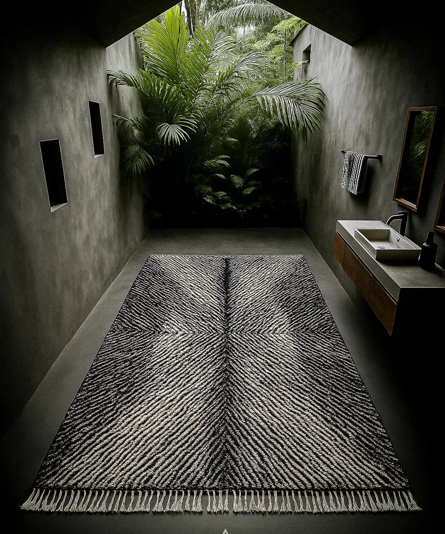Black Moroccan Berber Rug-Berber Handicraft