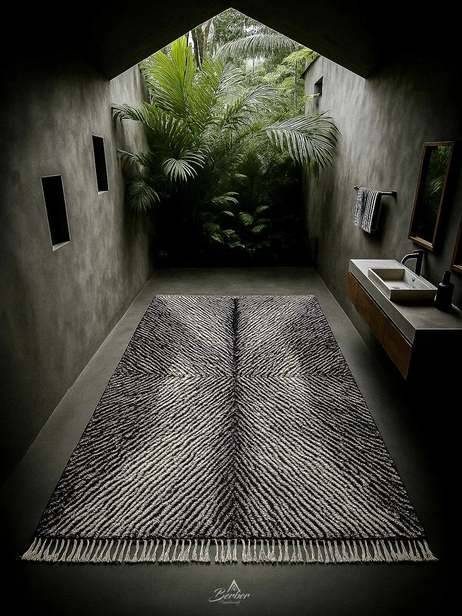 Black Moroccan Berber Rug-Berber Handicraft