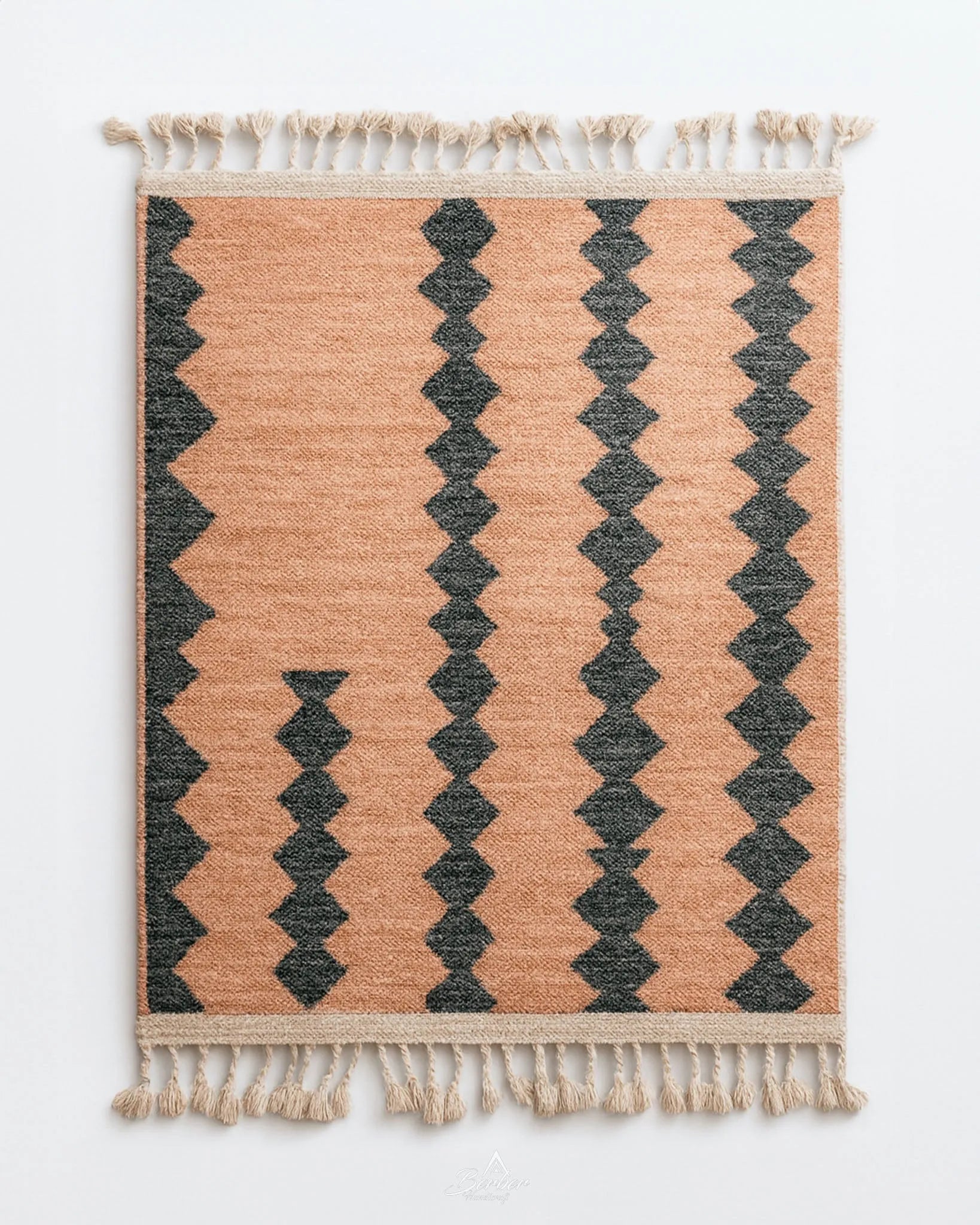 Black Peach Boujaad Rug-Berber Handicraft