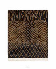 Black Wool Area Rug 3 X 5 Ft | 90 X 150 Cm / With Tassels / Short (0.4” / 1 cm)