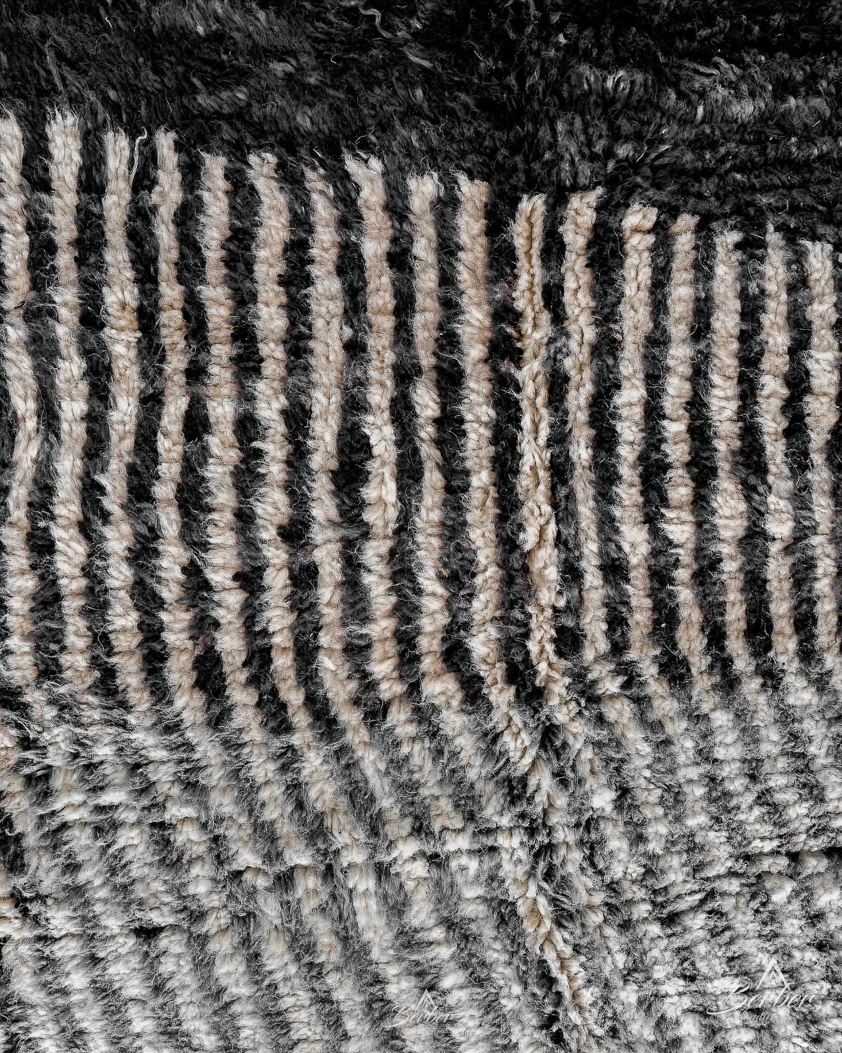 Black and Gray Berber Rug 3 X 5 Ft | 90 X 150 Cm / With Tassels / Short (0.4” / 1 cm)