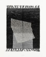 Black and Gray Berber Rug 3 X 5 Ft | 90 X 150 Cm / With Tassels / Short (0.4” / 1 cm)