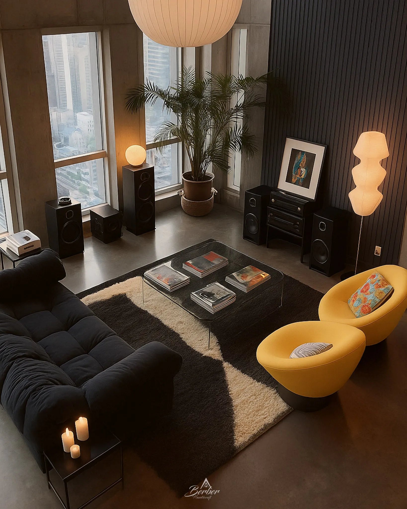 Black and Grey Berber Carpet 3 X 5 Ft | 90 X 150 Cm / With Tassels / Short (0.4” / 1 cm)