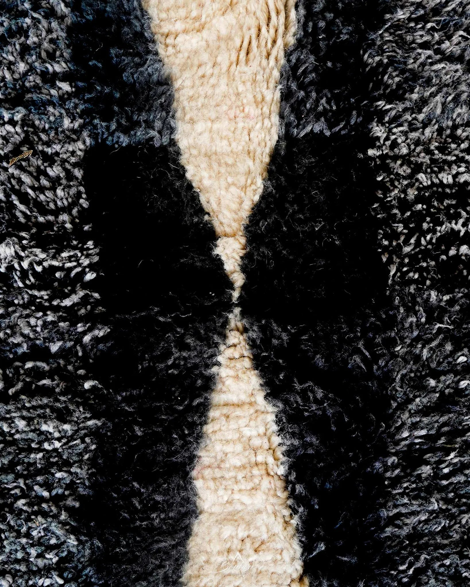 Black and Grey Berber Carpet 3 X 5 Ft | 90 X 150 Cm / With Tassels / Short (0.4” / 1 cm)