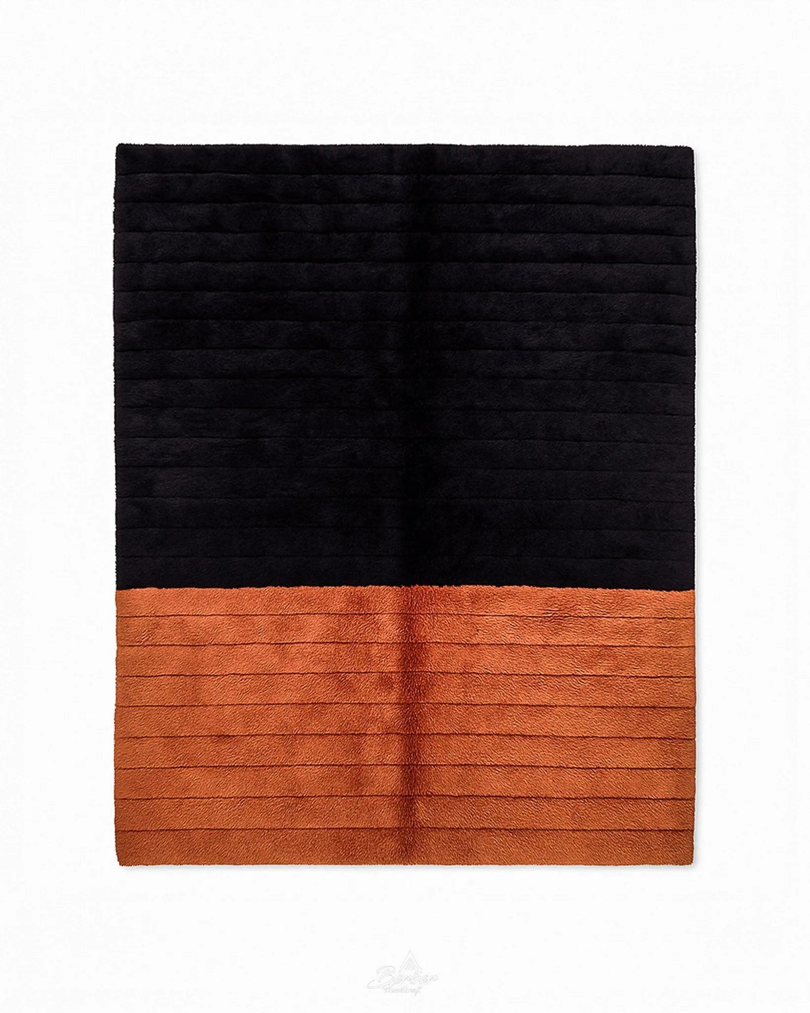 Black and Orange Mrirt Rug 3 X 5 Ft | 90 X 150 Cm / With Tassels / Short (0.4” / 1 cm)