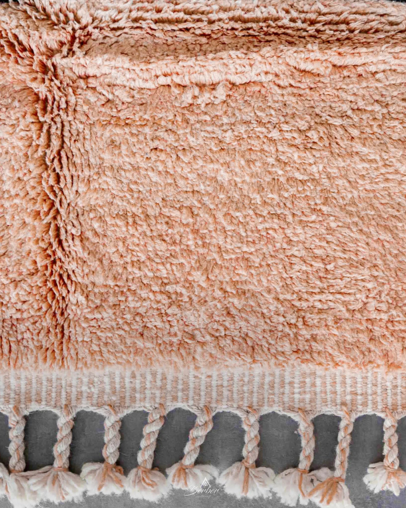 Black and Peach Moroccan rug 3 X 5 Ft | 90 X 150 Cm / With Tassels / Short (0.4” / 1 cm)