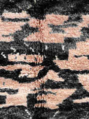 Black and Peach Moroccan rug 3 X 5 Ft | 90 X 150 Cm / With Tassels / Short (0.4” / 1 cm)