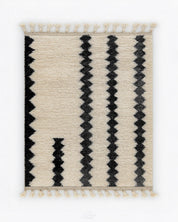 Black and White Berber Rug 3 X 5 Ft | 90 X 150 Cm / With Tassels / Short (0.4” / 1 cm)
