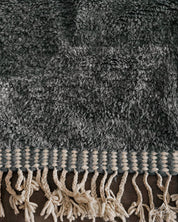 Black and White Moroccan Rug 3 X 5 Ft | 90 X 150 Cm / With Tassels / Short (0.4” / 1 cm)