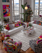 Black and White Striped Moroccan Rug 3 X 5 Ft | 90 X 150 Cm / With Tassels / Short (0.4” / 1 cm)