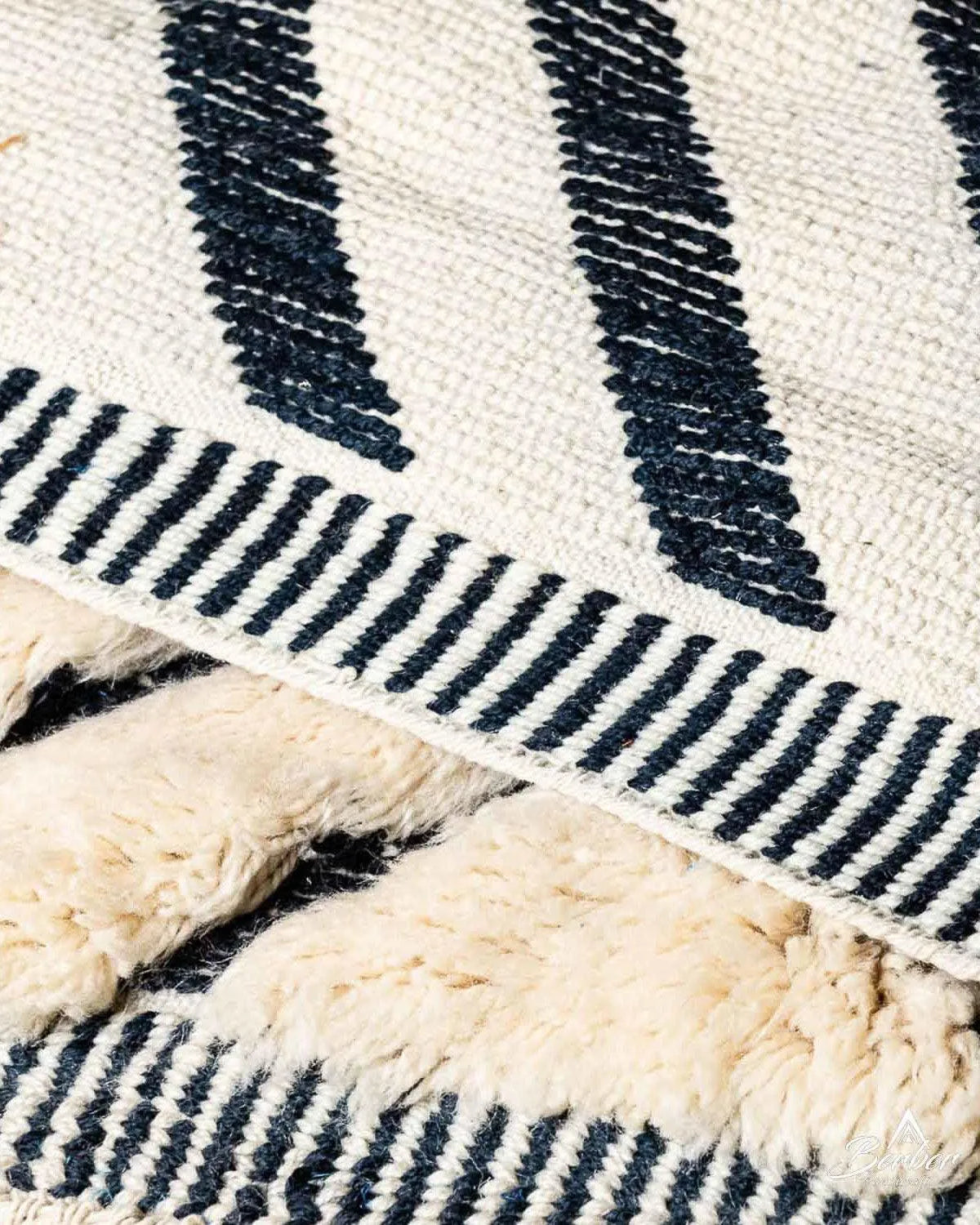 Black and White Wool Rug-Berber Handicraft