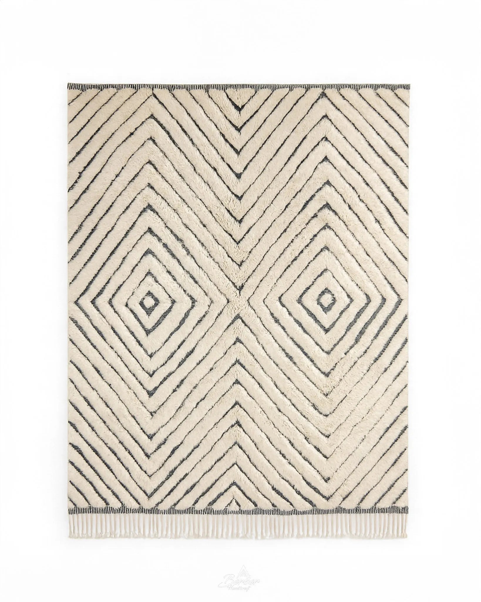 Black and White Wool Rug-Berber Handicraft