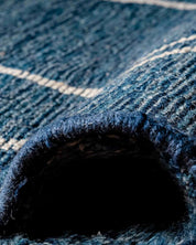 Blue Abstract Moroccan Rug 3 X 5 Ft | 90 X 150 Cm / With Tassels / Short (0.4” / 1 cm)