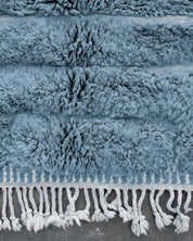 Blue Beni Ourain Carpet 3 X 5 Ft | 90 X 150 Cm / With Tassels / Short (0.4” / 1 cm)