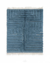 Blue Beni Ourain Carpet 3 X 5 Ft | 90 X 150 Cm / With Tassels / Short (0.4” / 1 cm)