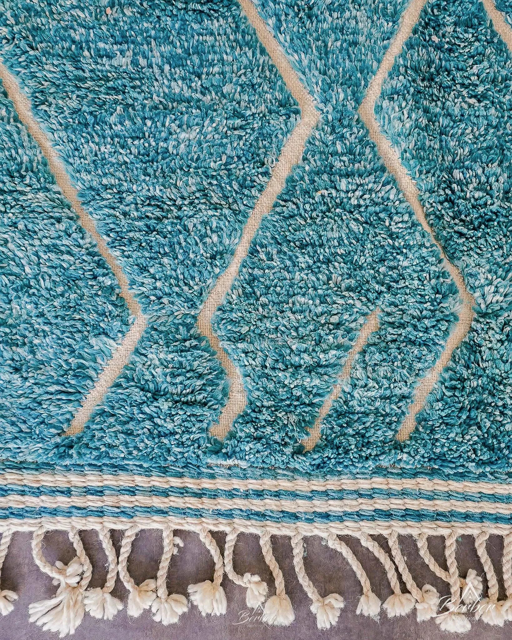 Blue Beni Rug 3 X 5 Ft | 90 X 150 Cm / With Tassels / Short (0.4” / 1 cm)