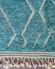 Blue Beni Rug 3 X 5 Ft | 90 X 150 Cm / With Tassels / Short (0.4” / 1 cm)