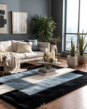Blue Berber Rug 3 X 5 Ft | 90 X 150 Cm / With Tassels / Short (0.4” / 1 cm)