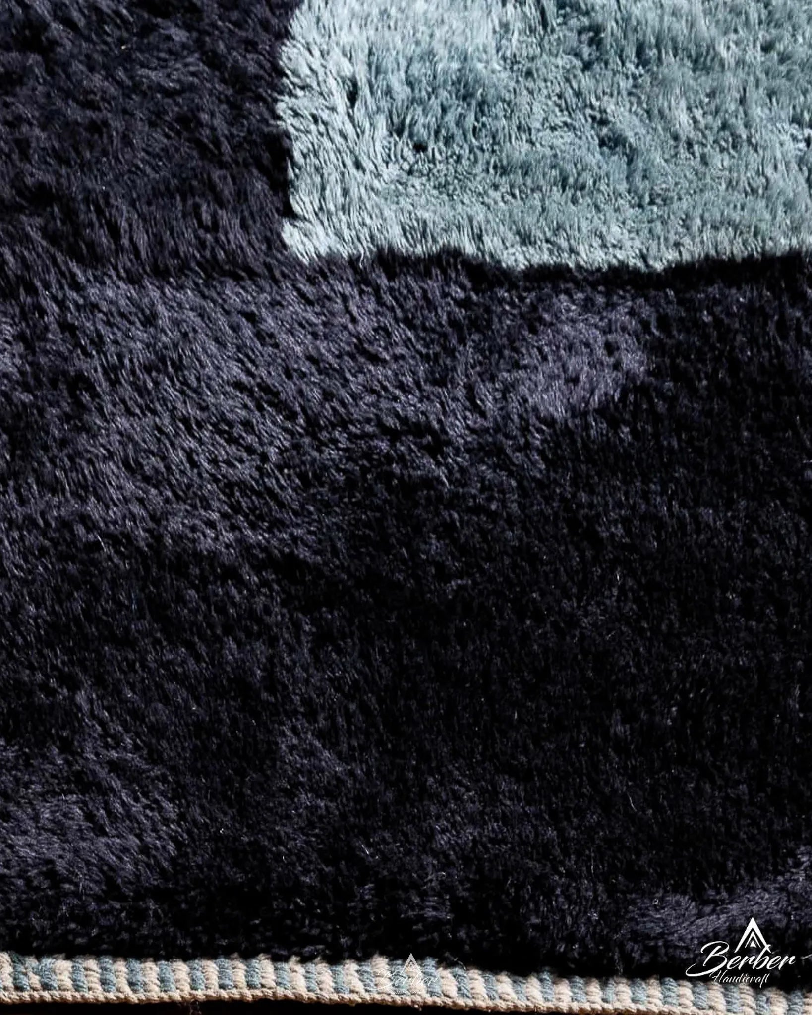 Blue Berber Rug 3 X 5 Ft | 90 X 150 Cm / With Tassels / Short (0.4” / 1 cm)