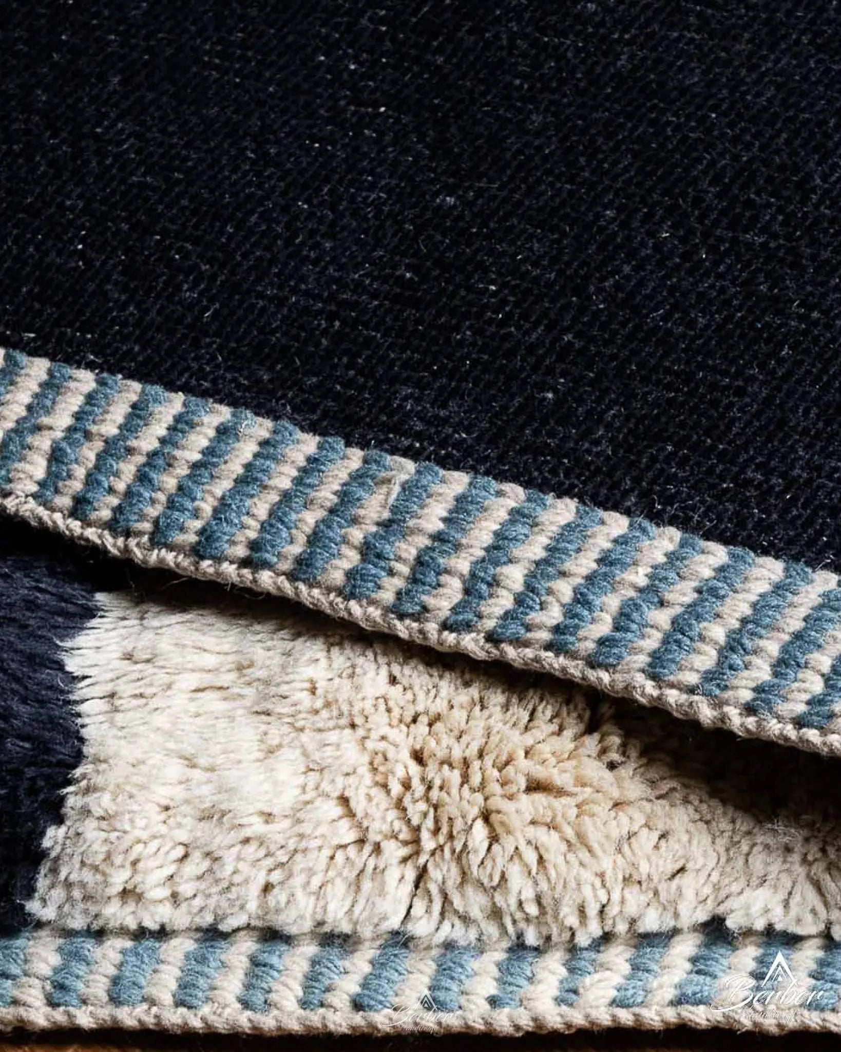 Blue Berber Rug 3 X 5 Ft | 90 X 150 Cm / With Tassels / Short (0.4” / 1 cm)