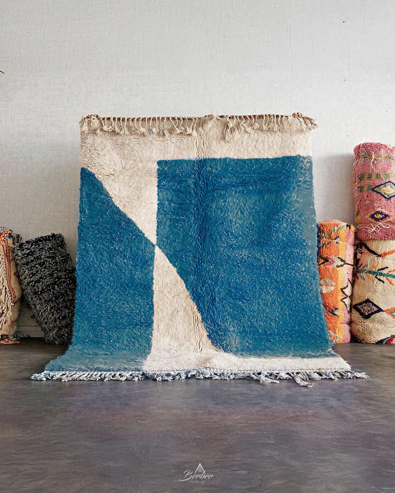 Blue Boho Carpet-Berber Handicraft