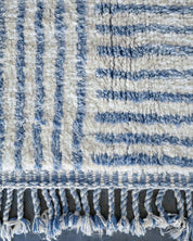 Blue Boho Rug 3 X 5 Ft | 90 X 150 Cm / With Tassels / Short (0.4” / 1 cm)