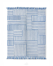 Blue Boho Rug 3 X 5 Ft | 90 X 150 Cm / With Tassels / Short (0.4” / 1 cm)