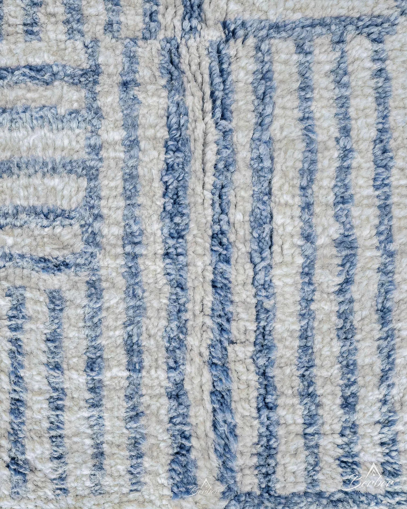 Blue Boho Rug 3 X 5 Ft | 90 X 150 Cm / With Tassels / Short (0.4” / 1 cm)