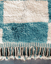 Blue Checkerboard Rug 3 X 5 Ft | 90 X 150 Cm / With Tassels / Short (0.4” / 1 cm)