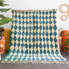 Blue Checkered Moroccan Rug - Berber Handicraft