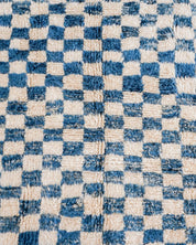 Blue Checkered Rug 3 X 5 Ft | 90 X 150 Cm / With Tassels / Short (0.4” / 1 cm)
