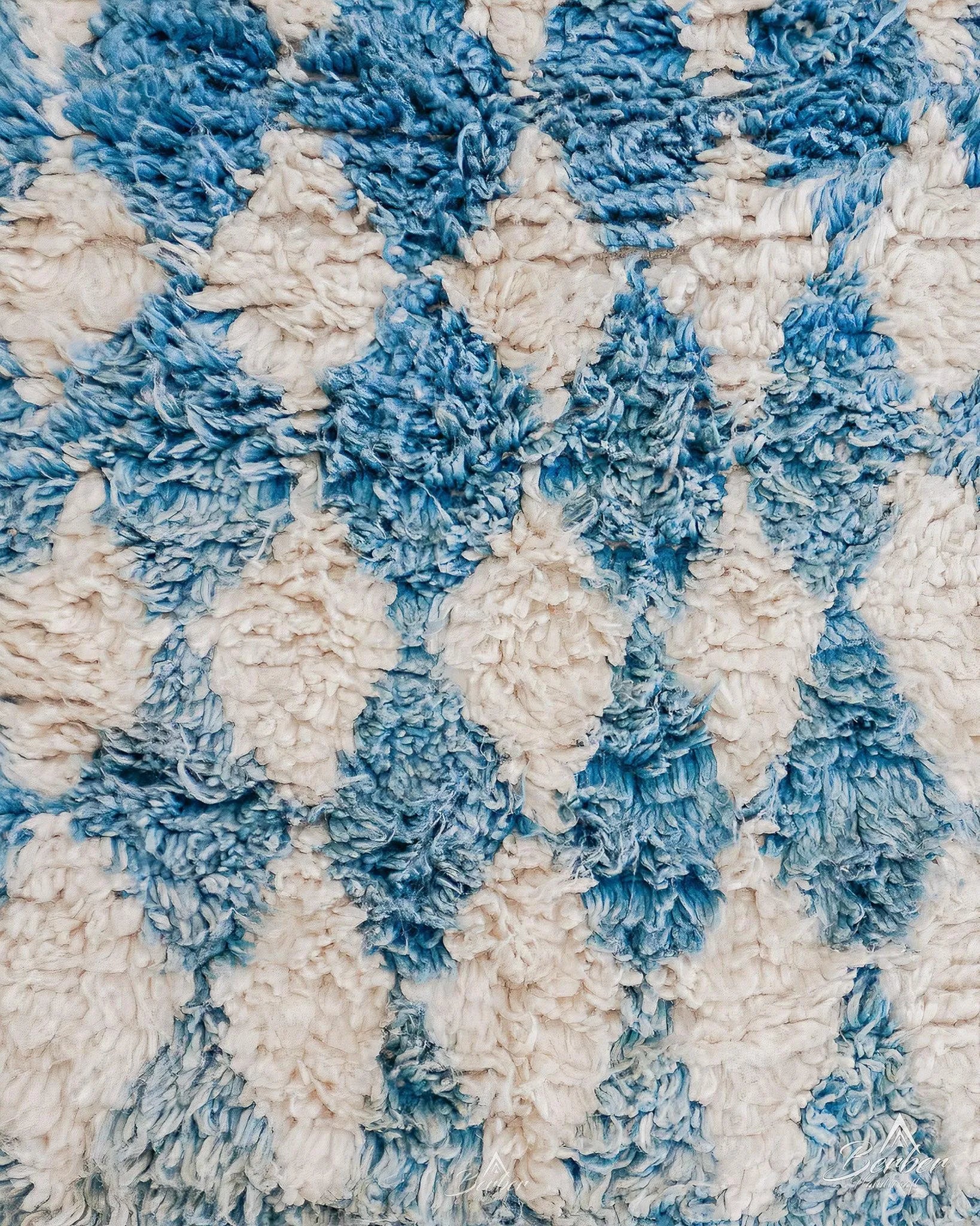 Blue Checkered Runner 2 X 6 Ft | 60 X 180 Cm / With Tassels / Short (0.4” / 1 cm)