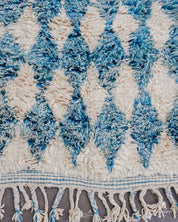Blue Checkered Runner 2 X 6 Ft | 60 X 180 Cm / With Tassels / Short (0.4” / 1 cm)
