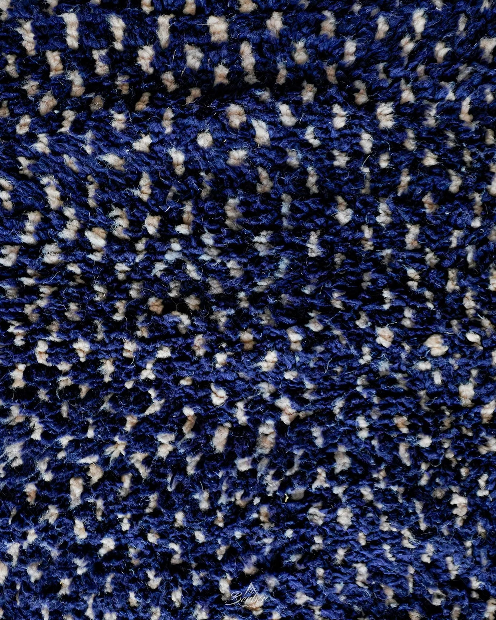 Blue Dotted Berber Rug 3 X 5 Ft | 90 X 150 Cm / With Tassels / Short (0.4” / 1 cm)