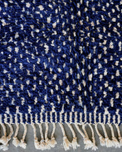 Blue Dotted Berber Rug 3 X 5 Ft | 90 X 150 Cm / With Tassels / Short (0.4” / 1 cm)