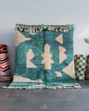 Blue Handmade Rug 3 X 5 Ft | 90 X 150 Cm / With Tassels / Short (0.4” / 1 cm)