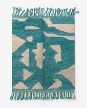 Blue Handmade Rug 3 X 5 Ft | 90 X 150 Cm / With Tassels / Short (0.4” / 1 cm)