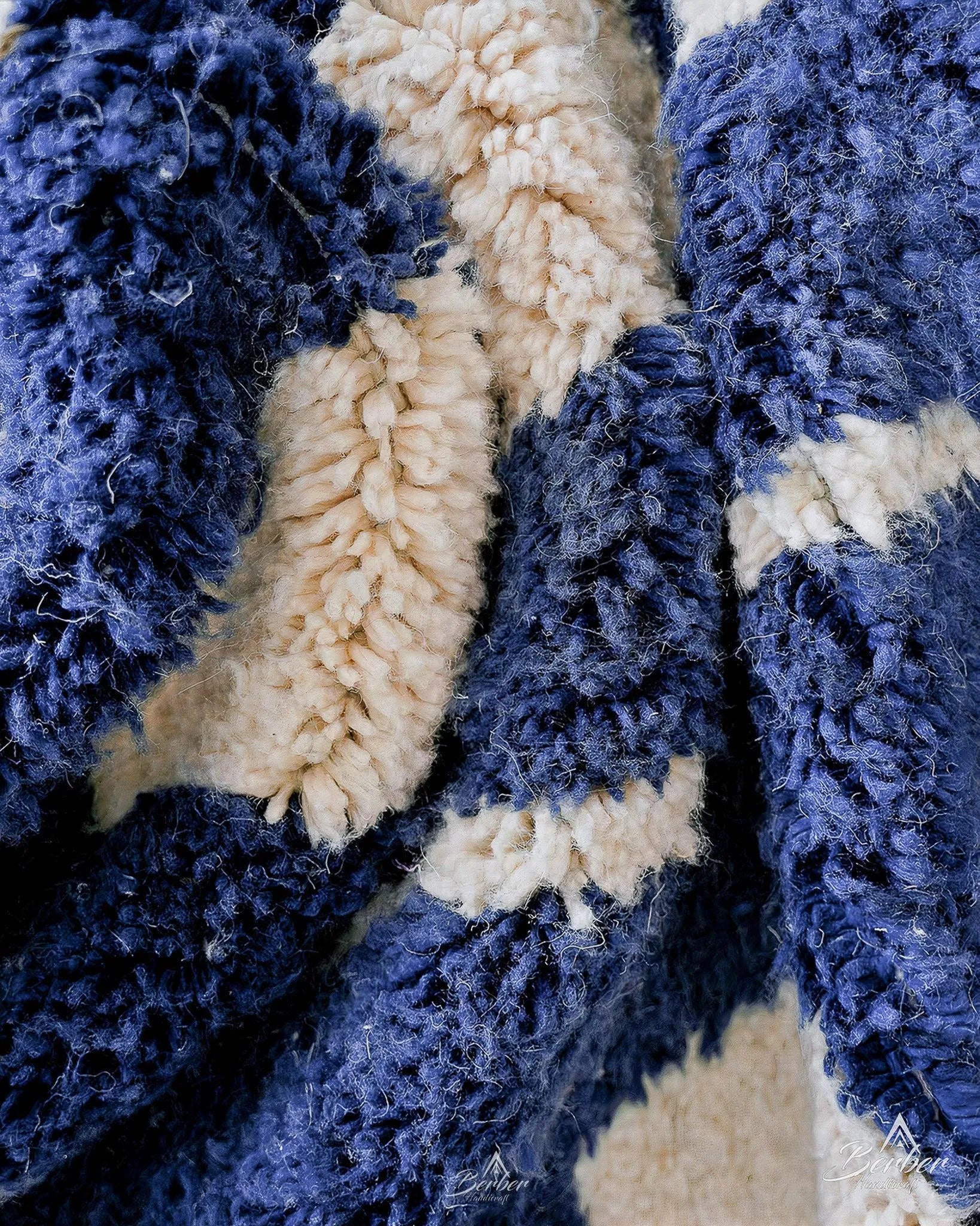 Blue Handwoven Rug 3 X 5 Ft | 90 X 150 Cm / With Tassels / Short (0.4” / 1 cm)