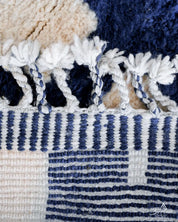 Blue Handwoven Rug 3 X 5 Ft | 90 X 150 Cm / With Tassels / Short (0.4” / 1 cm)