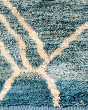 Blue Morrocan Rug 3 X 5 Ft | 90 X 150 Cm / With Tassels / Short (0.4” / 1 cm)