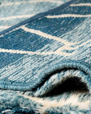 Blue Morrocan Rug 3 X 5 Ft | 90 X 150 Cm / With Tassels / Short (0.4” / 1 cm)