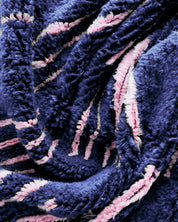 Blue Pink Berber Rug 3 X 5 Ft | 90 X 150 Cm / With Tassels / Short (0.4” / 1 cm)