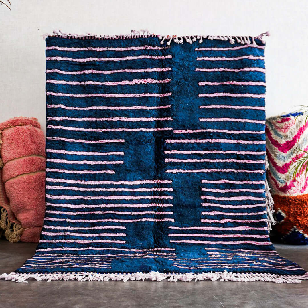 Blue Pink Berber Rug - Berber Handicraft